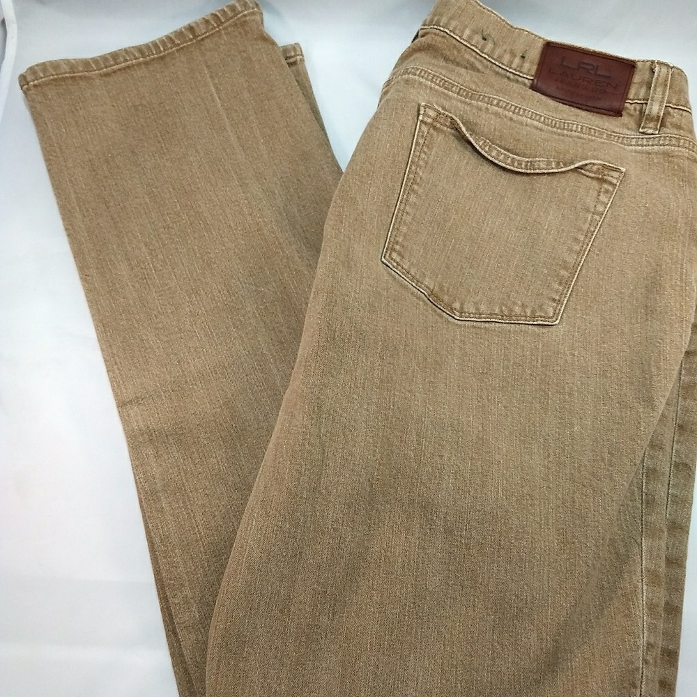 Ralph Lauren Womens Tan Straight Leg Jeans 16W